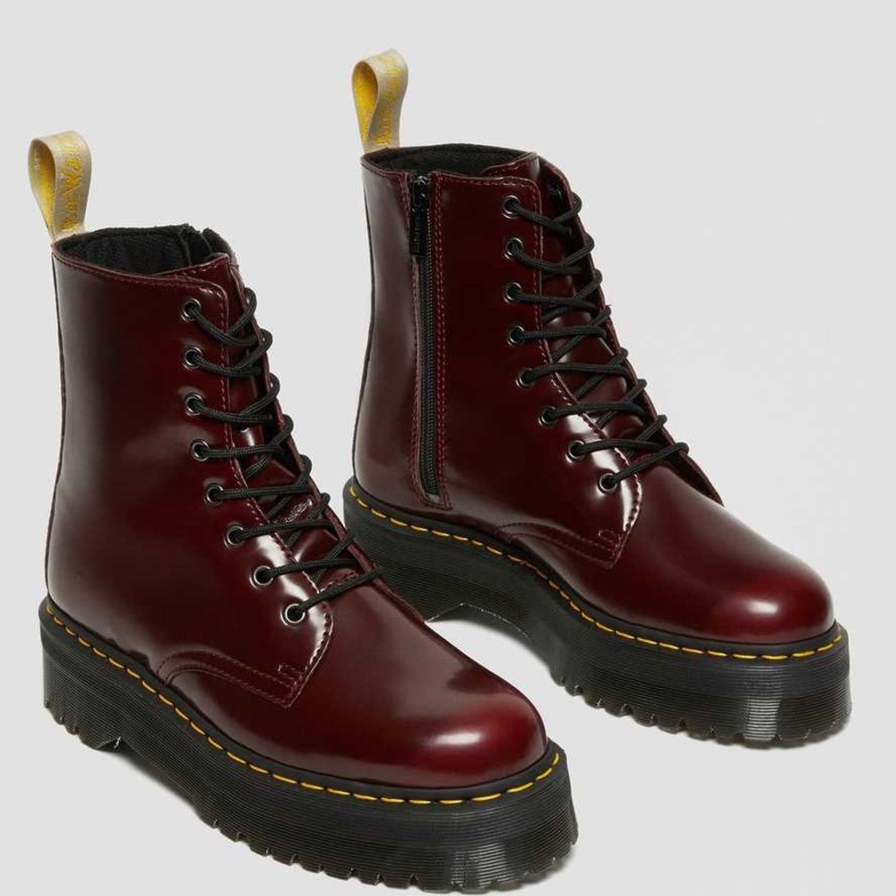 Dr. Martens Vegan Jadon II Platform Boots- Cherry Red SZ 9